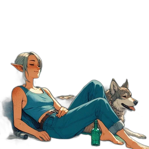 concept art, fantasy art, pixel art, comic book art, green, pastel, blue, earth tones transparent PNG cut-out