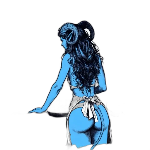 dress, concept art, comic book art, cartoon, fantasy art, blue, blue-skinned, woman transparent PNG cut-out