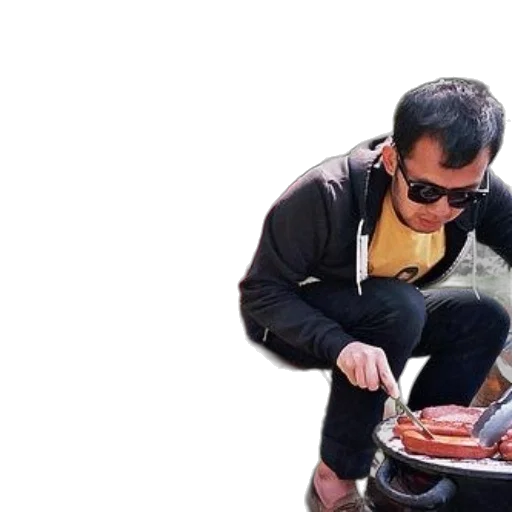 food, animal, jacket, staff, photorealistic, oil painting, 3d render, man transparent PNG cut-out