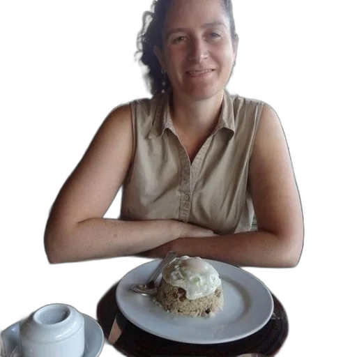 food, staff, woman, sits transparent PNG cut-out