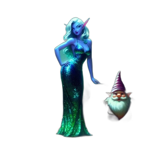 dress, creature, jewelry, staff, concept art, fantasy art, 3d render, pixel art transparent PNG cut-out