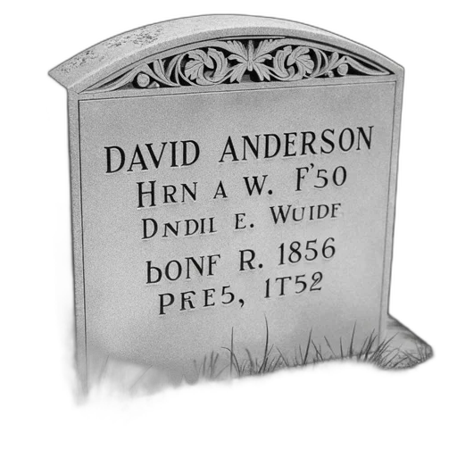 grayscale, image, headstone, names, david, anderson, hannah, his transparent PNG cut-out