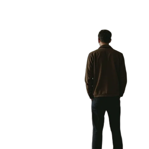 jacket, staff, robot, face, 3d render, concept art, photorealistic, fog transparent PNG cut-out