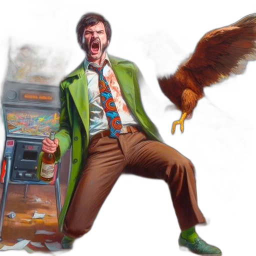 jacket, concept art, comic book art, photorealistic, fantasy art, chaotic, scene, man transparent PNG cut-out