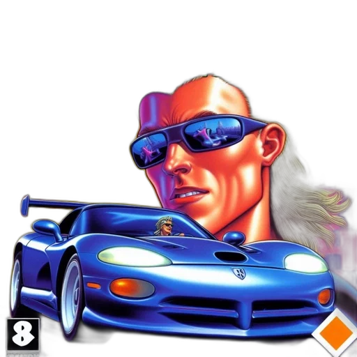 car, concept art, pixel art, vaporwave, cyberpunk, blue, racing, game transparent PNG cut-out