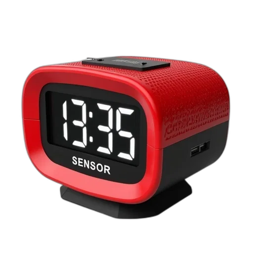 red, digital, alarm, clock, black, display, showing, time transparent PNG cut-out