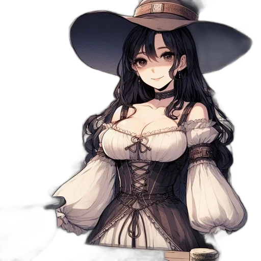 hat, dress, staff, crown, fantasy art, concept art, pixel art, watercolor transparent PNG cut-out