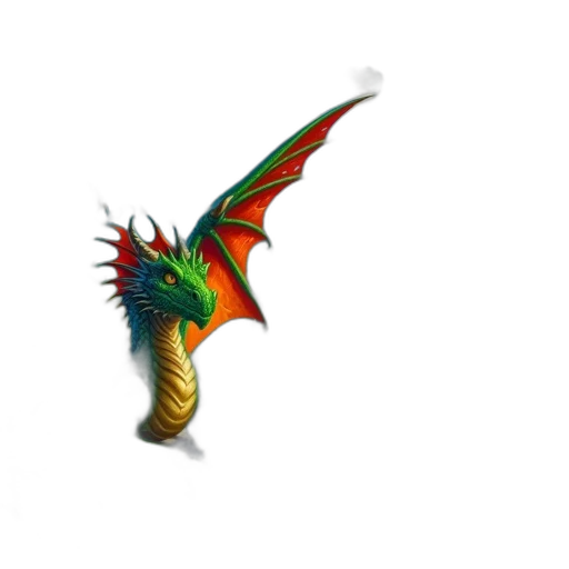 dragon, staff, creature, animal, 3d render, concept art, fantasy art, pixel art transparent PNG cut-out