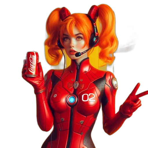 robot, jacket, concept art, comic book art, 3d render, cyberpunk, red, character transparent PNG cut-out