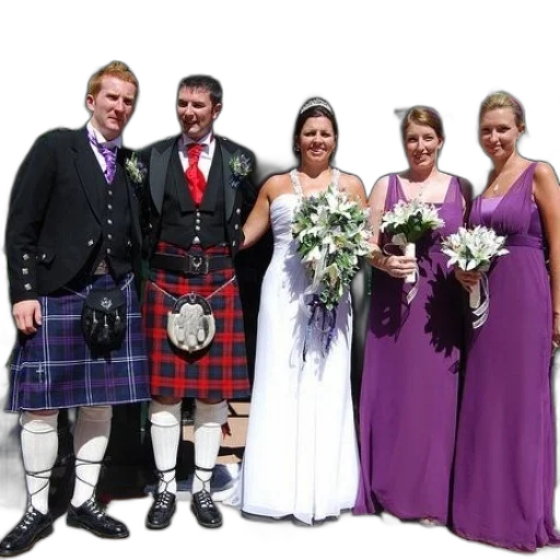 staff, dress, bride, groom, pose, their, bridesmaids, front transparent PNG cut-out