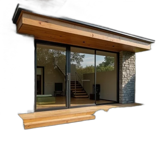 building, furniture, umbrella, 3d render, photorealistic, concept art, modern, glass transparent PNG cut-out