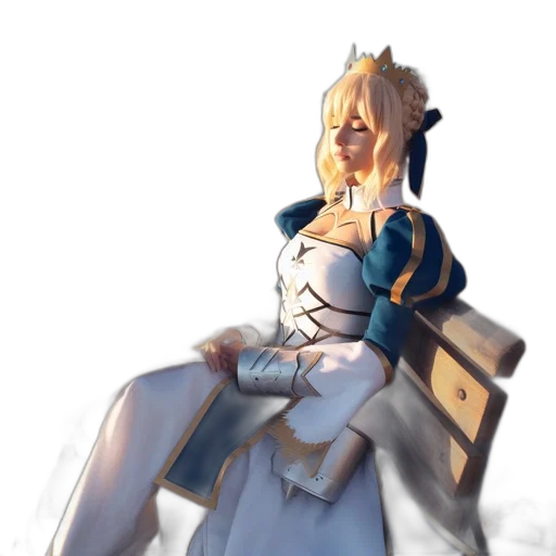 crown, dress, sword, staff, concept art, anime, fantasy art, 3d render transparent PNG cut-out