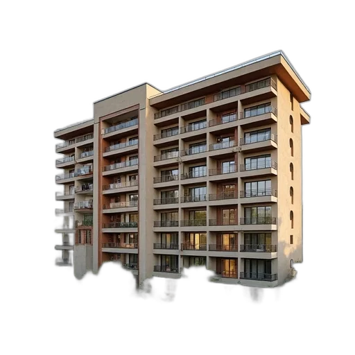 building, 3d render, photorealistic, concept art, modern, apartment, flat, roof transparent PNG cut-out