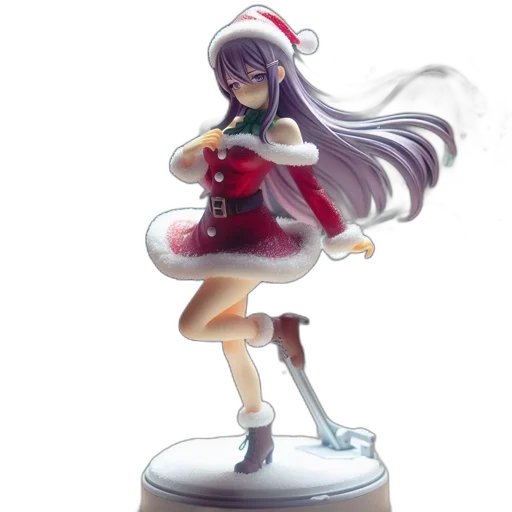 concept art, 3d render, santa, claus, figurine, stands, beside, decorated transparent PNG cut-out
