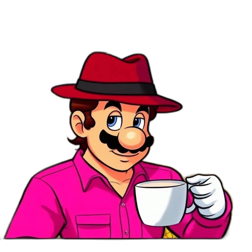 hat, staff, robot, pixel art, cartoon, 3d render, concept art, humorous transparent PNG cut-out