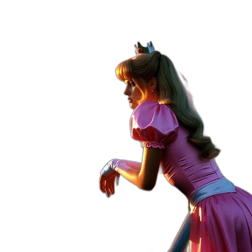 dress, staff, crown, 3d render, concept art, fantasy art, woman, pink transparent PNG cut-out