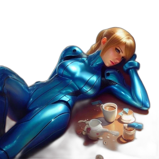 robot, concept art, comic book art, 3d render, vaporwave, outer space, blue, blonde transparent PNG cut-out