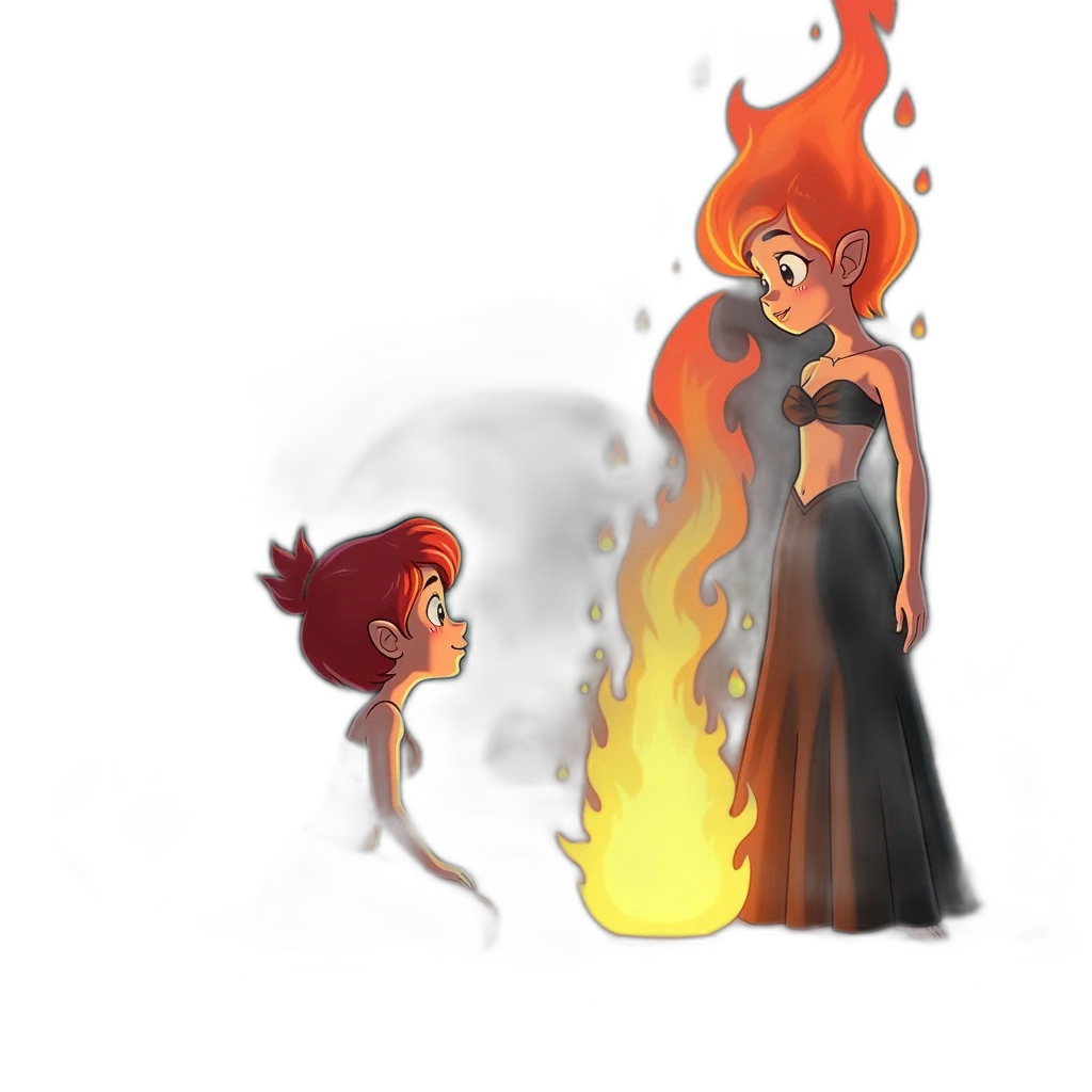 dress, crown, staff, concept art, pixel art, fantasy art, 3d render, fire transparent PNG cut-out