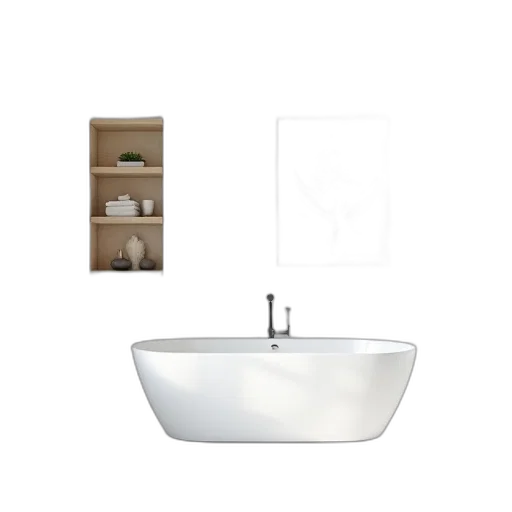 furniture, 3d render, photorealistic, earth tones, spacious, bathroom, white, tiled transparent PNG cut-out