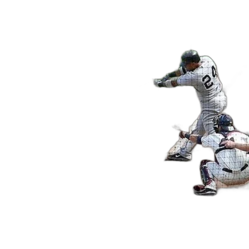 baseball, player, white, uniform, number, swinging, bat transparent PNG cut-out
