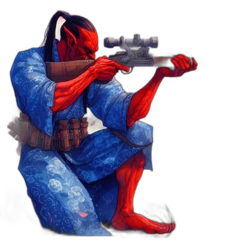 weapon, mask, jacket, concept art, comic book art, fantasy art, pixel art, red transparent PNG cut-out