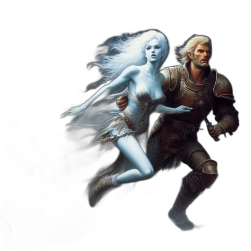 fantasy art, concept art, pixel art, comic book art, snow, blue, blonde, warrior transparent PNG cut-out