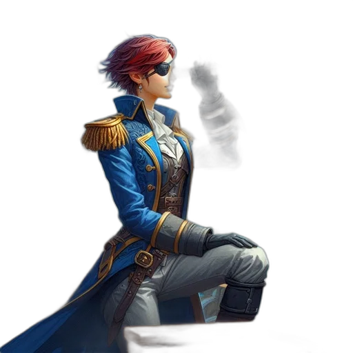 jacket, staff, sword, crown, concept art, fantasy art, pixel art, watercolor transparent PNG cut-out