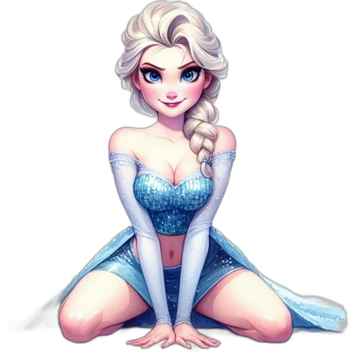 dress, fantasy art, cartoon, comic book art, concept art, snow, blue, digitally transparent PNG cut-out