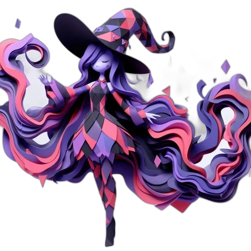 dress, hair, staff, hat, concept art, fantasy art, pixel art, anime transparent PNG cut-out