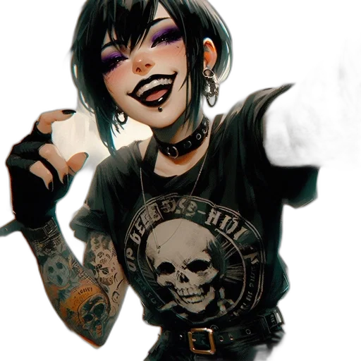 cartoon, comic book art, concept art, photorealistic, dark, female, character, gothic transparent PNG cut-out