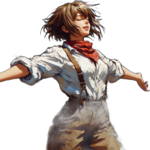 staff, dress, jacket, face, concept art, anime, photorealistic, watercolor transparent PNG cut-out