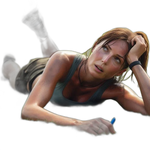 weapon, photorealistic, concept art, pixel art, comic book art, woman, reclines, grassy transparent PNG cut-out