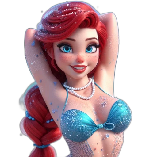dress, jewelry, crown, 3d render, concept art, cartoon, fantasy art, underwater transparent PNG cut-out