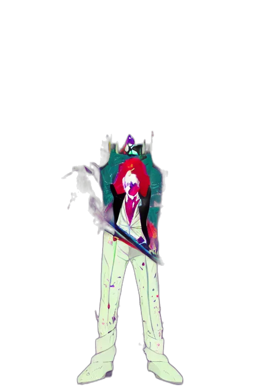 jacket, staff, creature, robot transparent PNG cut-out