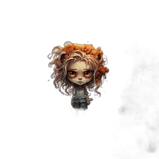 hair, creature, staff, face, concept art, fantasy art, pixel art, comic book art transparent PNG cut-out