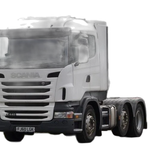 photorealistic, 3d render, white, scania, truck, license, plate, fj60 transparent PNG cut-out