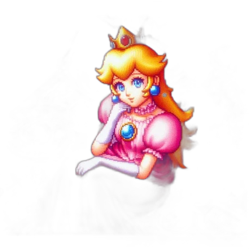 crown, dress, staff, jewelry, pixel art, vaporwave, concept art, 3d render transparent PNG cut-out