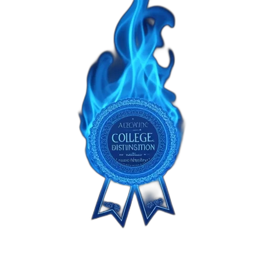 jewelry, 3d render, college, distinction, badge, blue, flame transparent PNG cut-out