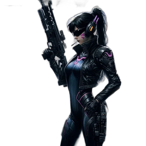 weapon, robot, concept art, comic book art, cyberpunk, fantasy art, dimly, lit transparent PNG cut-out