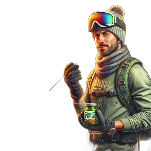 weapon, jacket, bottle, staff, concept art, pixel art, fantasy art, 3d render transparent PNG cut-out