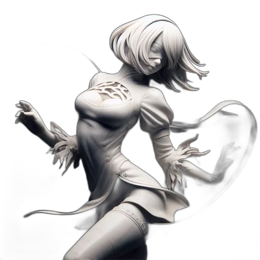 dress, weapon, concept art, comic book art, fantasy art, photorealistic, monochrome, elaborate transparent PNG cut-out
