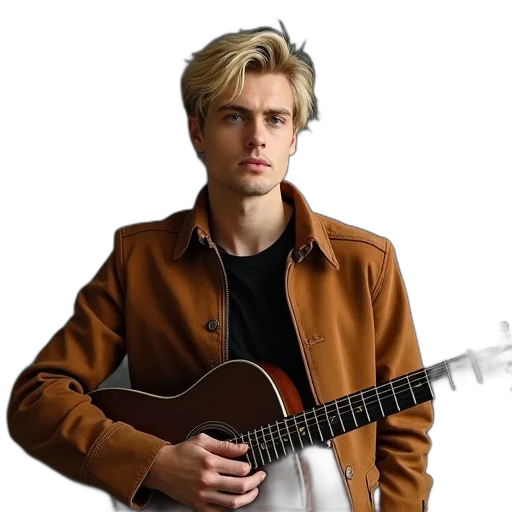 jacket, hair, photorealistic, cartoon, 3d render, concept art, man, blonde transparent PNG cut-out