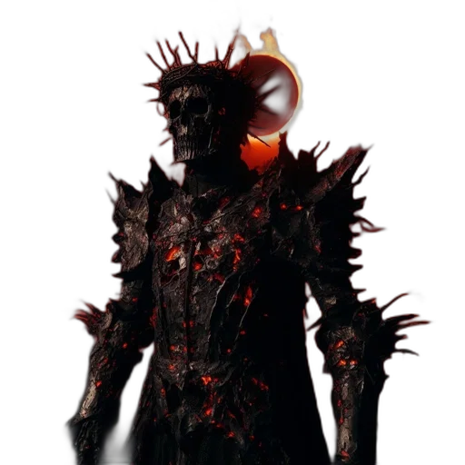 mask, creature, staff, dragon, concept art, 3d render, fantasy art, dark transparent PNG cut-out
