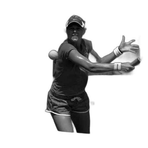 staff, 3d render, photorealistic, concept art, woman, visor, wristbands, playing transparent PNG cut-out