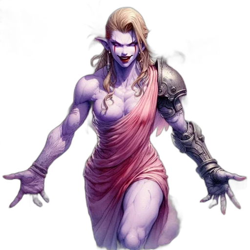 concept art, fantasy art, comic book art, pixel art, ethereal, figure, bluish-purple, skin transparent PNG cut-out