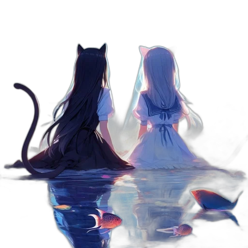 dress, concept art, watercolor, anime, pixel art, underwater, neon lights, rain transparent PNG cut-out