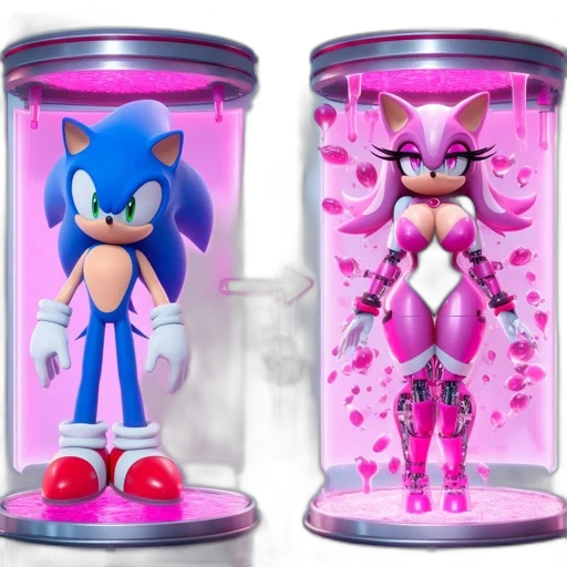 concept art, 3d render, vaporwave, illustration, shows, sonic, hedgehog, amy transparent PNG cut-out