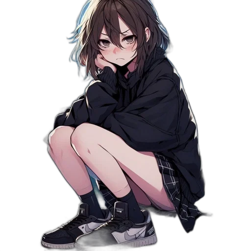jacket, creature, shoes, face, anime, pixel art, concept art, watercolor transparent PNG cut-out