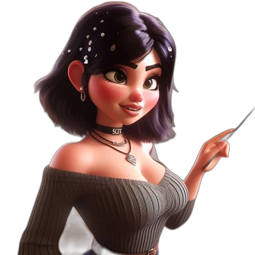 staff, jewelry, dress, concept art, fantasy art, cartoon, 3d render, animated transparent PNG cut-out