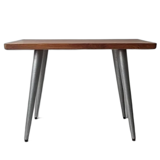 furniture, 3d render, walnut, wood, table, silver, metal, legs transparent PNG cut-out